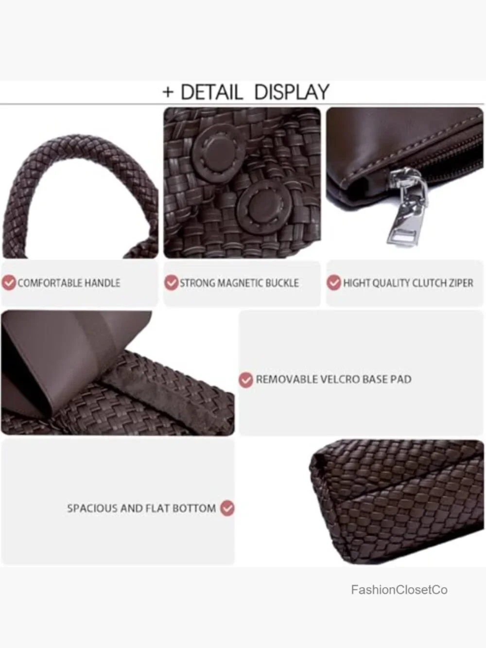 Woven Hobo Bag, Faux Leather Top-Handle Shoulder Tote, Travel Handbag